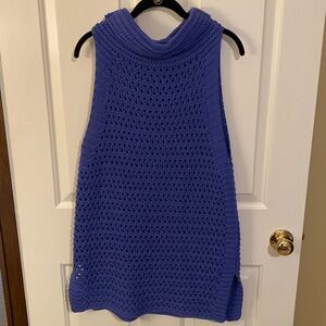 Free People Medium. Sleeveless crochet sweater. Generous openings at arm & hip.